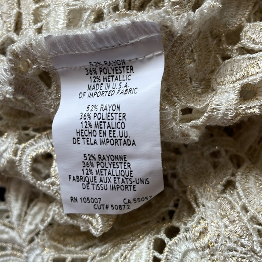 Marina Lace Ivory and Gold long sleeve bolero jacket - Picture 7 of 7